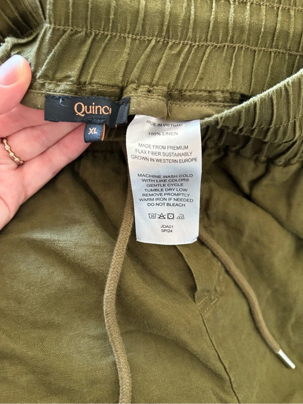 Quince 100% European Linen Wide Leg Pants in Bayberry Olive - Size XL